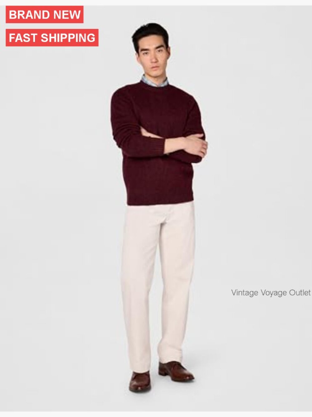 Men's Brushed Wool Crewneck Sweater Pullover Fall Winter Layering - Picture 6 of 7